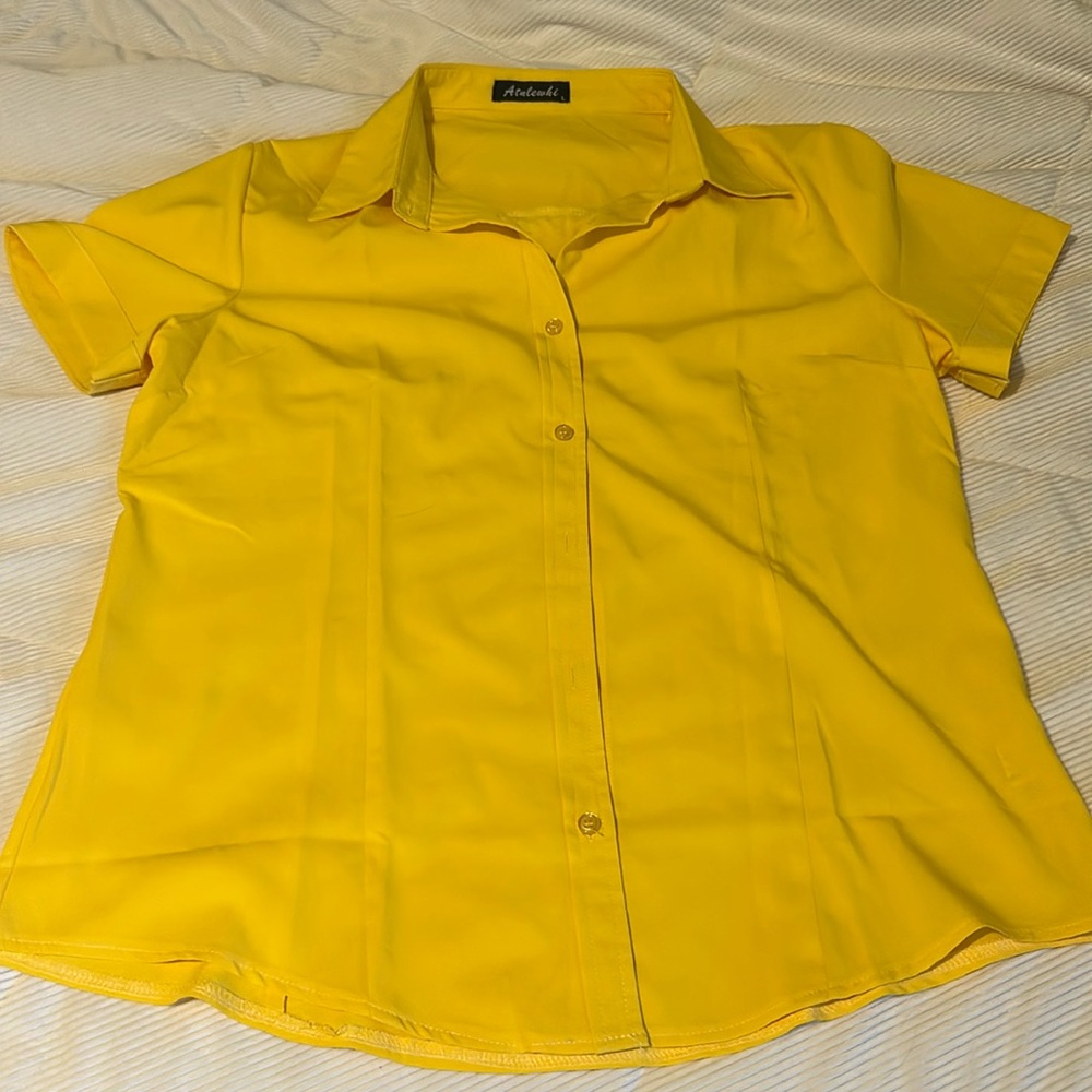 Atnlewhi women’s yellow button down shirt